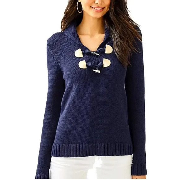 Lilly Pulitzer Bainbridge Toggle Shawl Collar Knit Sweater - Picture 1 of 12
